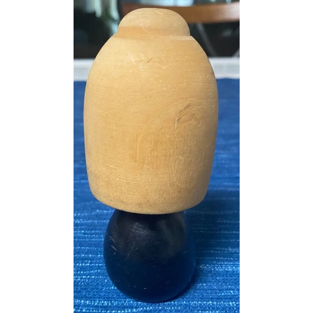 Kokeshi Japanese Wooden Handmade Doll Vintage Hand Painted Yellow Floral 5” 998A